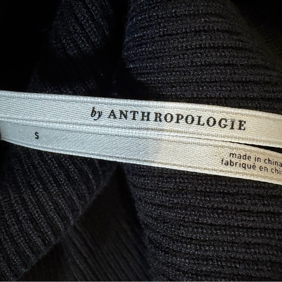 Anthropologie Black Ribbed Knit Sheer Ruffled Sleeve Sweater Balletcore Top S - Picture 7 of 9